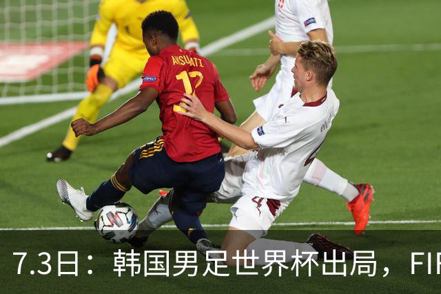 7.3日：韩国男足世界杯出局，FIFA排名大幅暴跌，时隔4年6个月跌至史上最低位次